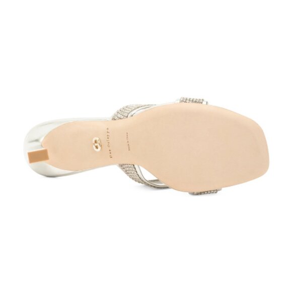 NEW DEE OCLEPPO Leather Ireland Crystal Embellished Sandals in silver 1225 6t3 - Picture 6 of 6